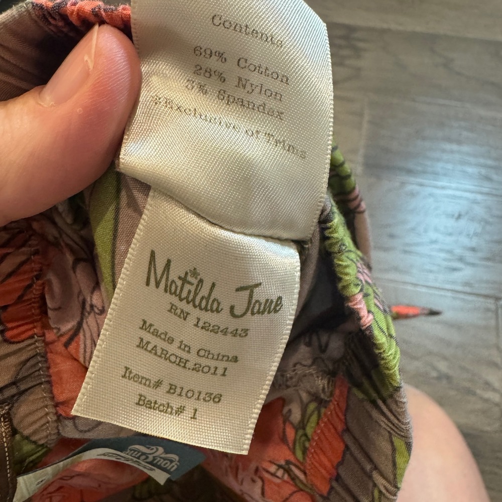 Matilda Jane Girls Pants Size 4 Floral Ruffle Bottoms Gray Orange Green - Picture 7 of 9